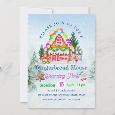 Gingerbread House Decorating Party Winter Holiday Invitation