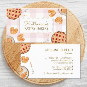 Gingham Pattern Watercolor Pastry Chef Bakery