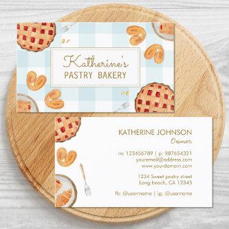 Gingham Pattern Watercolor Pastry Chef Bakery
