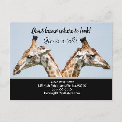 Giraffe real estate marketing sell  postcard