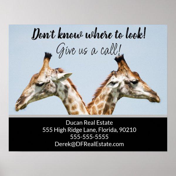 Giraffe real estate marketing sell  postcard poster