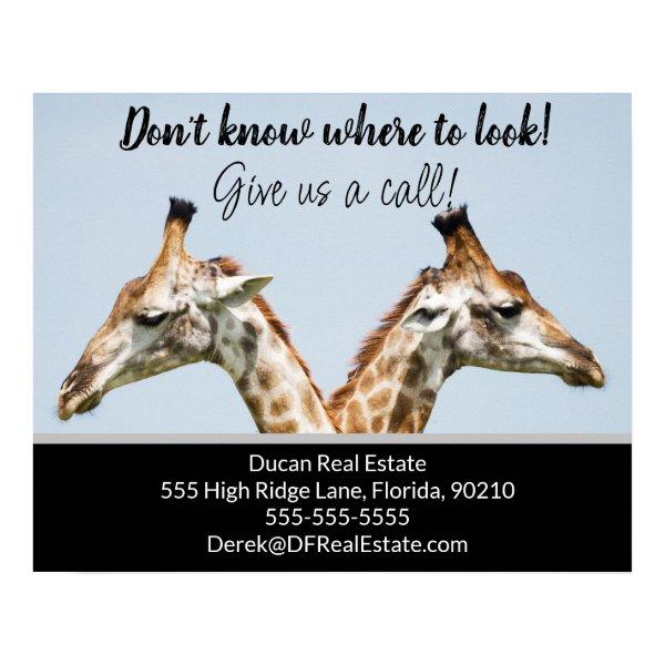 Giraffe real estate marketing sell  postcard poster