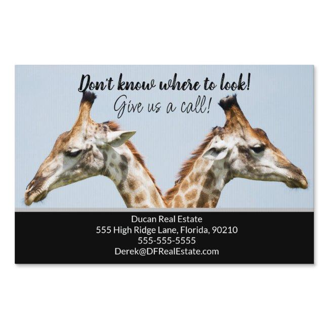 Giraffe real estate marketing sell postcard sign