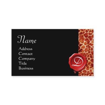 GIRAFFE SKIN ,RED WAX SEAL MONOGRAM,Black