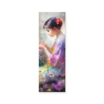 Girl admiring a flower in her hands  mini