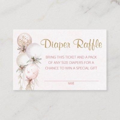 Girl Balloon Diaper Raffle Tickets