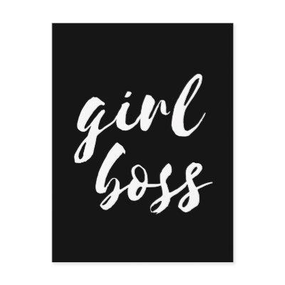 Girl boss black postcard