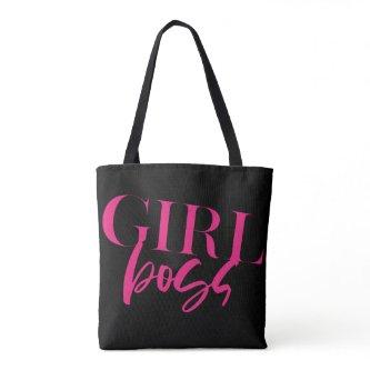Girl Boss | Pink On Black | Modern Tote Bag