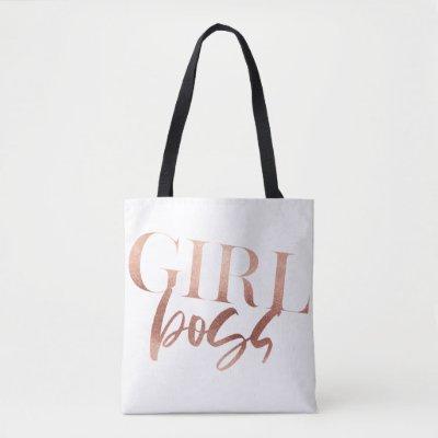 Girl Boss | Rose Gold Black Text | Tote Bag