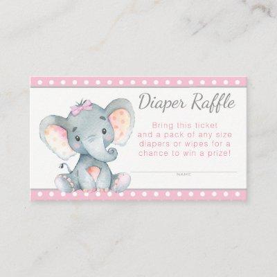 Girl Elephant Diaper Raffle Tickets Enclosure Card