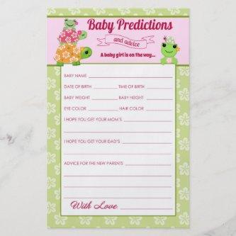 Girl Frog Baby Shower Predictions Activity Sheet