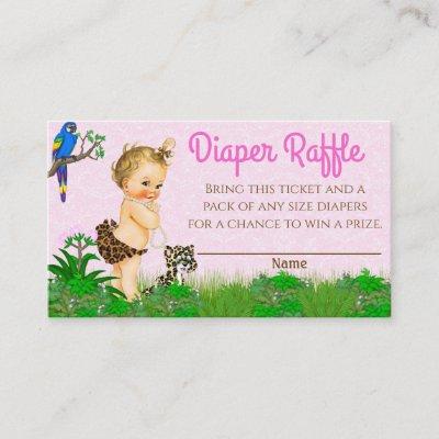 Girl Safari Baby Shower Diaper Raffle Ticket