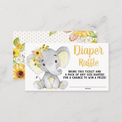 Girl Sunflower Elephant Diaper Raffle Tickets