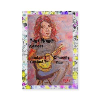 girl with red hair and ukulele drip