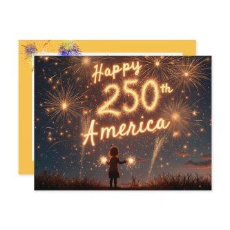 Girl With Sparklers For America's 250th Birthday Postcard
