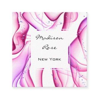 Girly and Trendy Pink Purple White Ink & Sparkles  Square