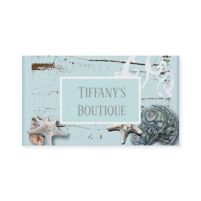 girly beach chic starfish seashells aqua blue