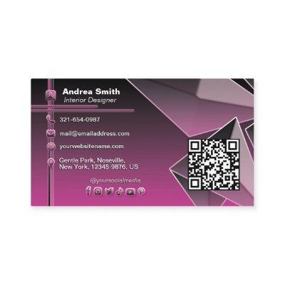 Girly Black Pink QR Code Gradient Modern Chic 3D