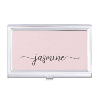 Girly Blush Pink Name Signature Script Business   Case