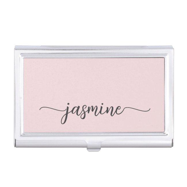 Girly Blush Pink Name Signature Script Business Case