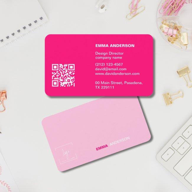 Girly Bold PINK Qr Code Professional Business logo