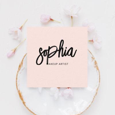 Girly Brush Calligraphy Minimalist Blush Pink Square