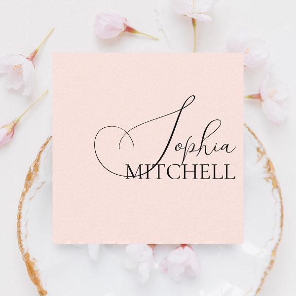 Girly Calligraphy Minimalist Pastel Blush Pink Square