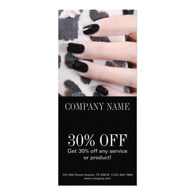 girly chic elegant manicure nails nail salon rack card