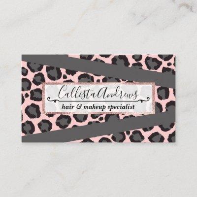 Girly Chic Pink Black Gray Leopard Cheetah Print
