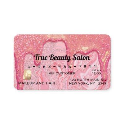 Girly Chic Pink Glitter Marble Drips Credit