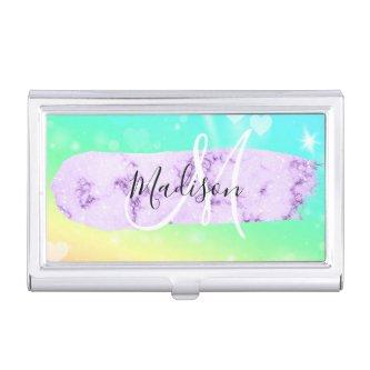 Girly Colorful Unicorn Rainbow Hearts Monogram  Case