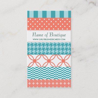 Girly Coral and Teal Washi Tape Pattern Boutique