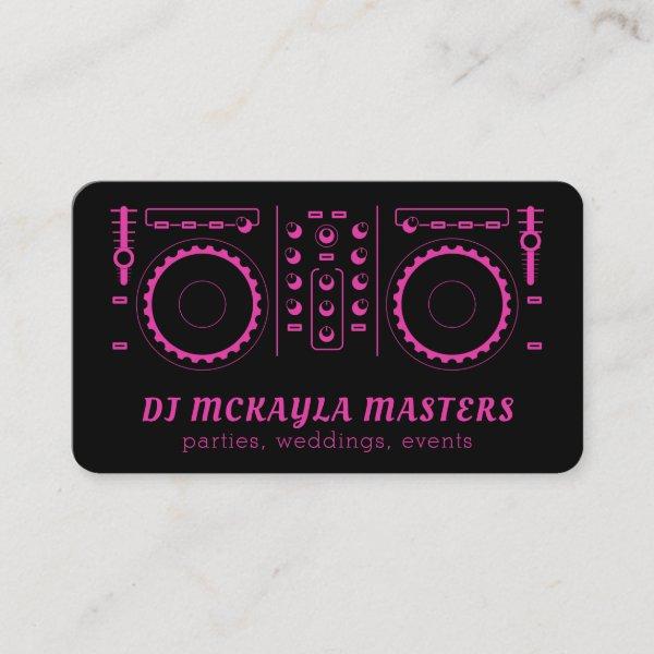 Girly DJ Disk Jockey Neon Pink & Black Turntable