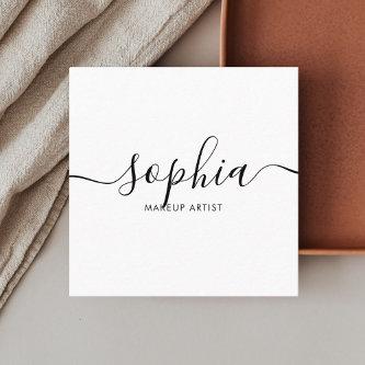 Girly Elegant Calligraphy Minimal White Square