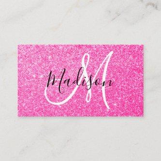 Girly & Glam Hot Pink Glitter Sparkles Monogram