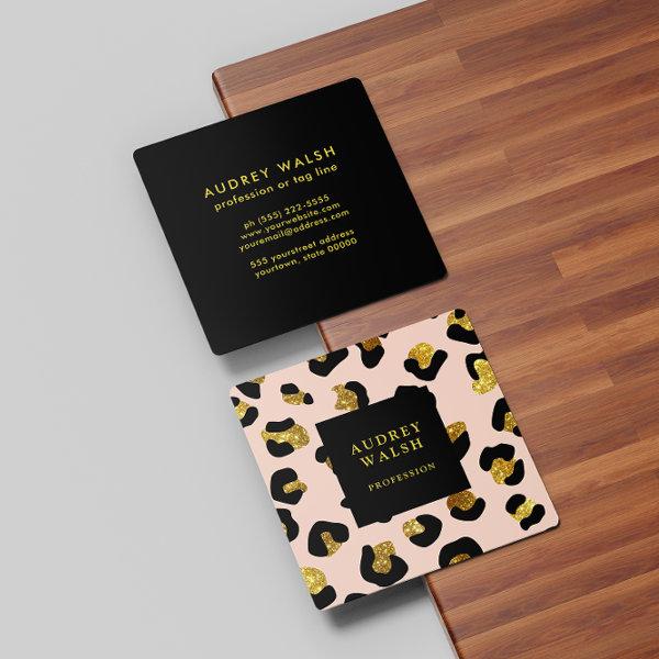 Girly Glittery Gold Blush Leopard print  Luxury Square