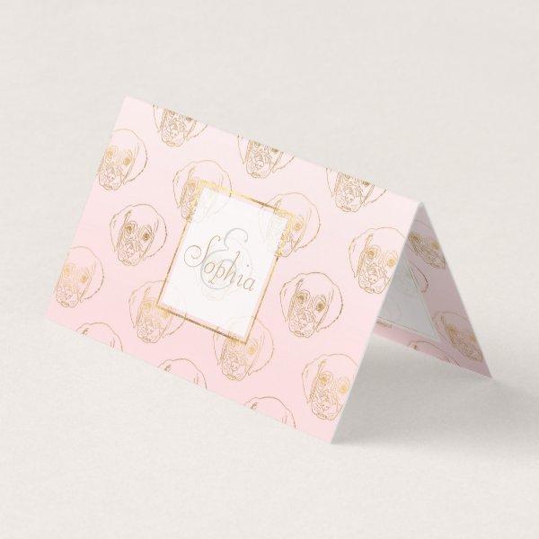 Girly Gold Puppy Dog White Pink Gradient Pattern