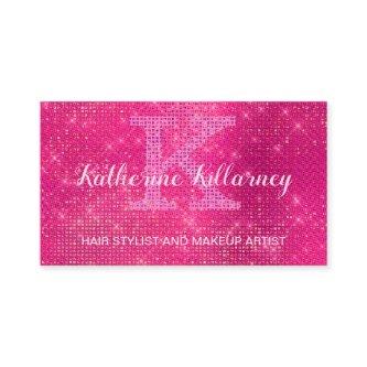 Girly Hot Pink Glam Diamond Sparkle Chic Monogram