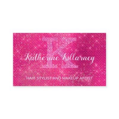 Girly Hot Pink Glam Diamond Sparkle Chic Monogram