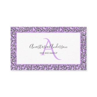 Girly Lavender Purple Chic Leopard Spots Monogram