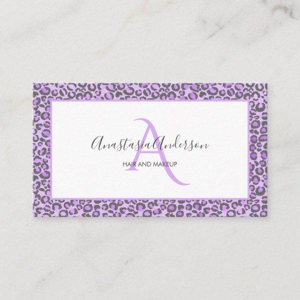 Girly Lavender Purple Chic Leopard Spots Monogram