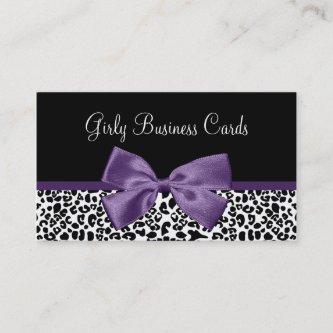Girly Leopard Print Trendy Purple Ribbon