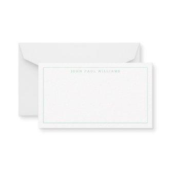 Girly Mint Green Professional Formal Thin Border Note Card