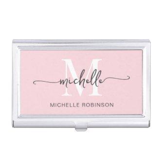 Girly Modern Blush Monogram Name Script  Case