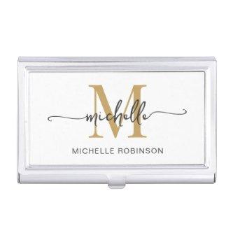 Girly Modern White Gold Monogram Name Script  Case