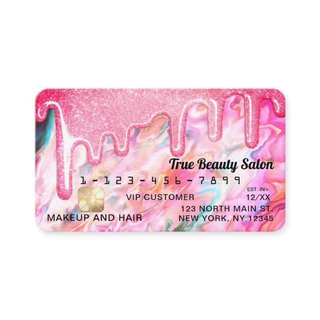 Girly Neon Coral Pearl Opal Glitter Drips Credit