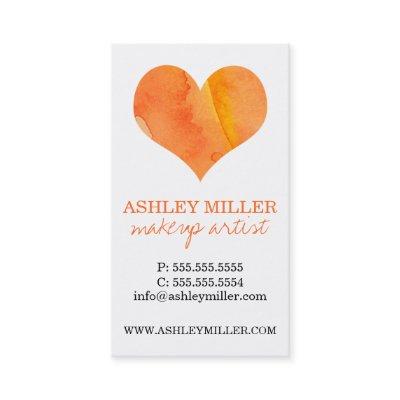 Girly Orange Watercolor Heart Polka Dot Background