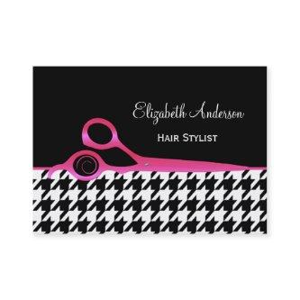 Girly Pink and Black Houndstooth Hair Salon