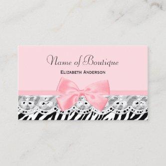 Girly Pink Bows and Lace Zebra Print Boutique