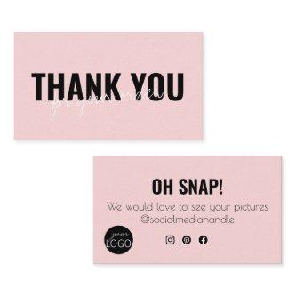 Girly Pink Chic Thank you Snap & Share Custom Logo